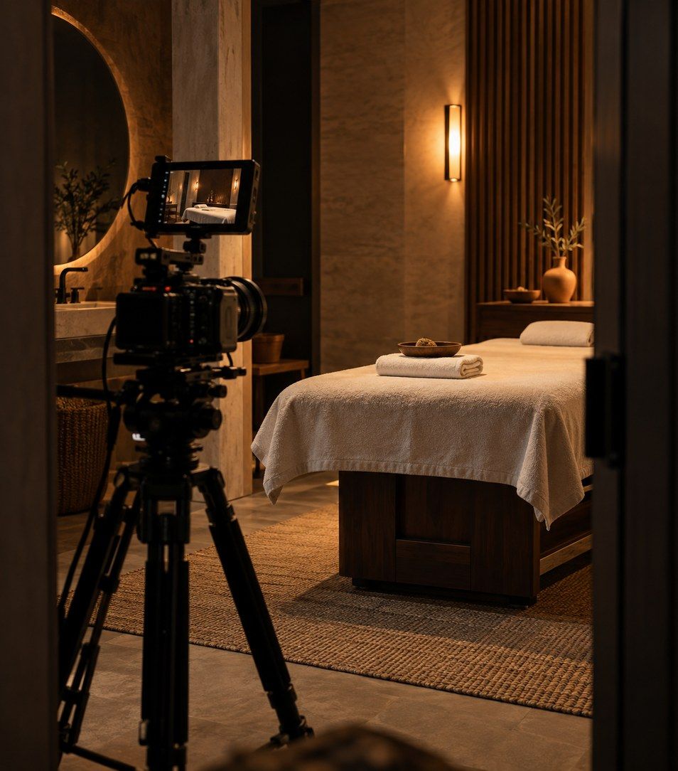 Photo and video production shoot at a spa